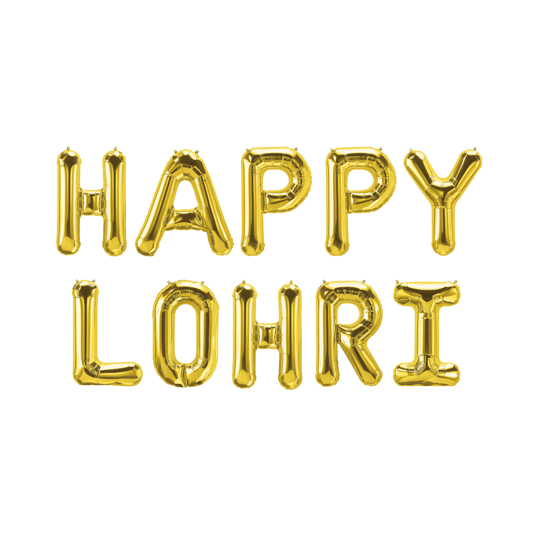 Happy Lohri Foil Balloons - Gold