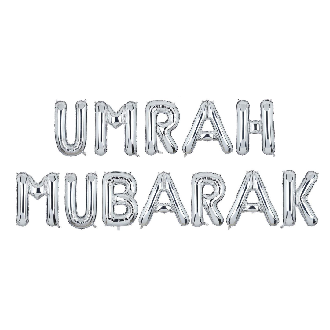 Umrah Mubarak Foil Balloons - Silver