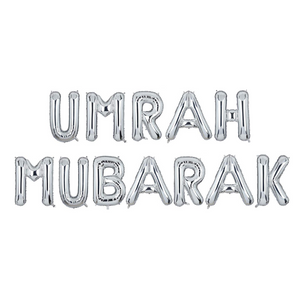 Umrah Mubarak Foil Balloons - Silver