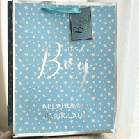 Baby Boy Gift Bag - Blue & Silver
