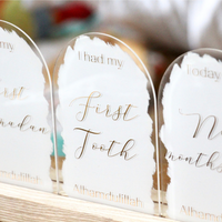 Muslim Baby Milestone Acrylic Plaques - White & Gold