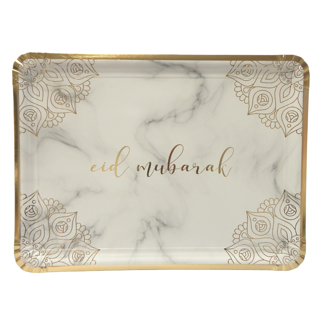 Eid Mubarak Serving Trays (3pk) - Marble & Gold