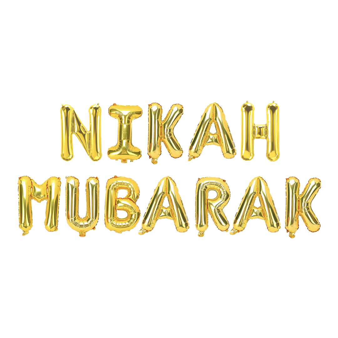 Nikah Mubarak Foil Balloons - Gold