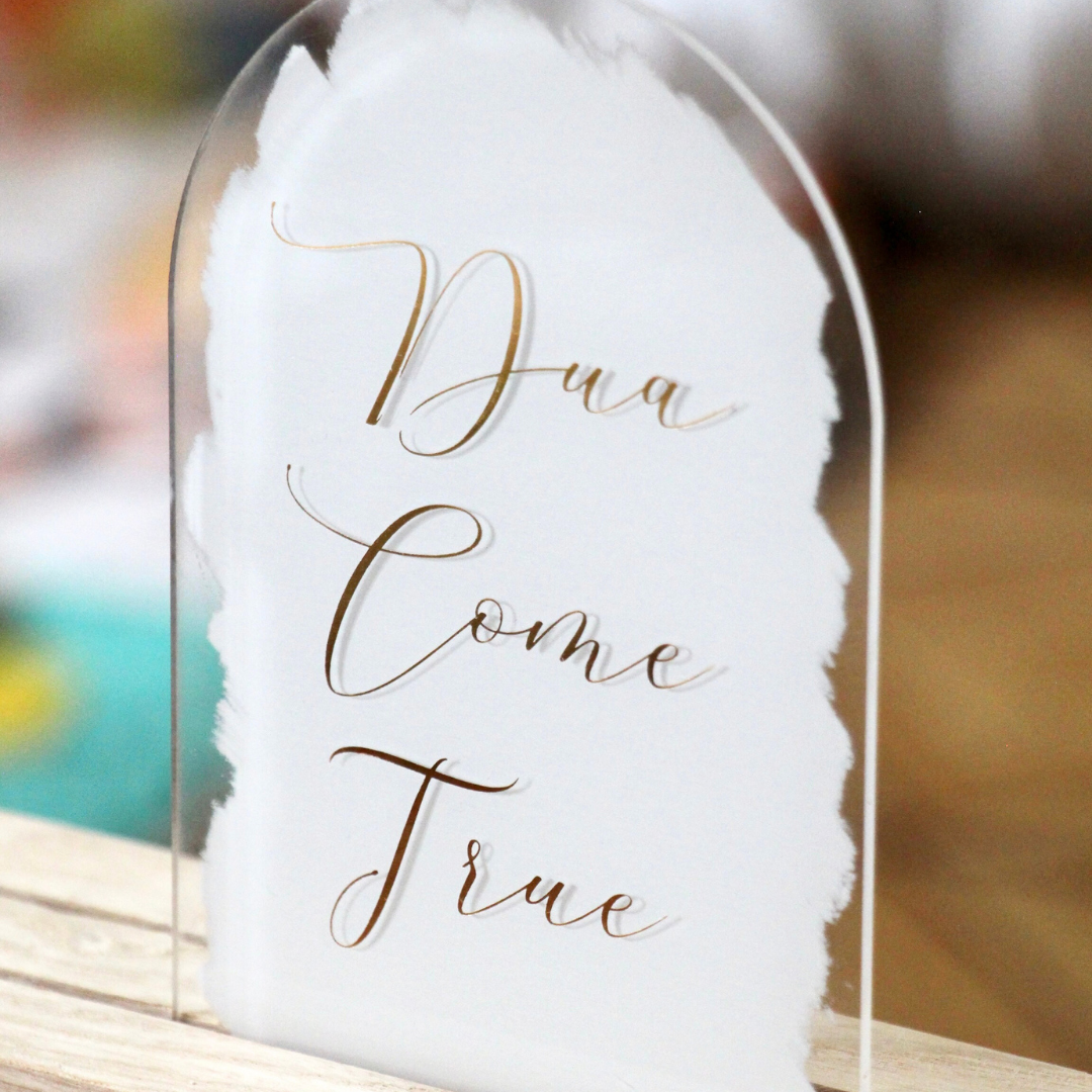 Muslim Baby Milestone Acrylic Plaques - White & Gold