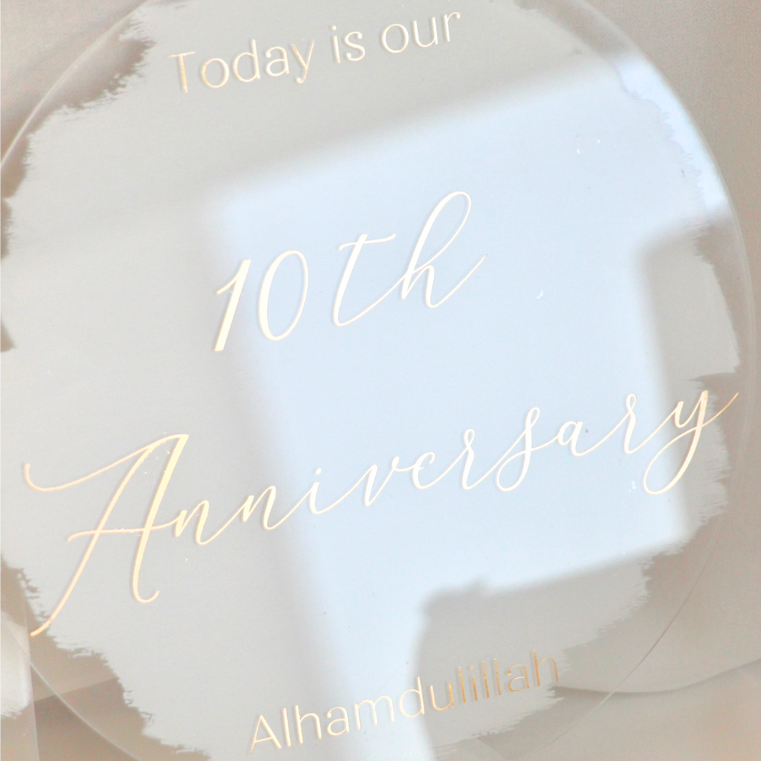 Muslim Couples Milestone Acrylic Plaques - White & Gold
