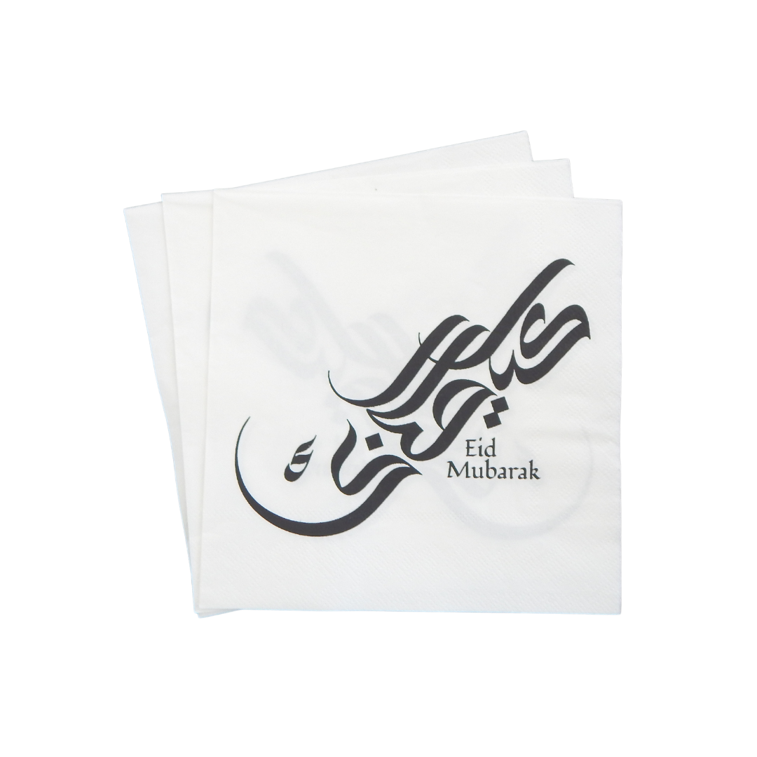 Eco Eid Party Napkins (20pk) - White & Black
