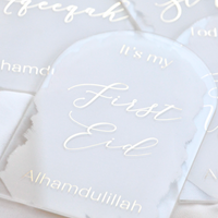 Muslim Baby Milestone Acrylic Plaques - White & Gold