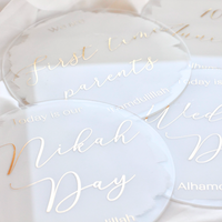 Muslim Couples Milestone Acrylic Plaques - White & Gold