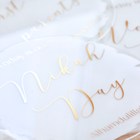 Muslim Couples Milestone Acrylic Plaques - White & Gold