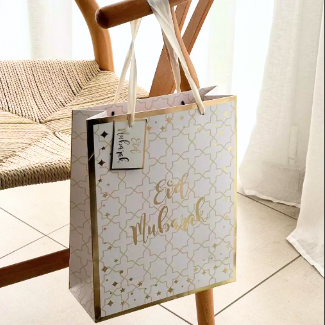Eid Mubarak Gift Bag - Cream & Gold
