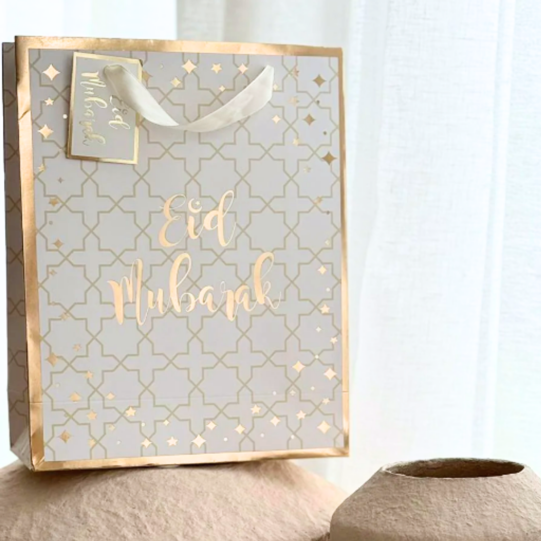 Eid Mubarak Gift Bag - Cream & Gold