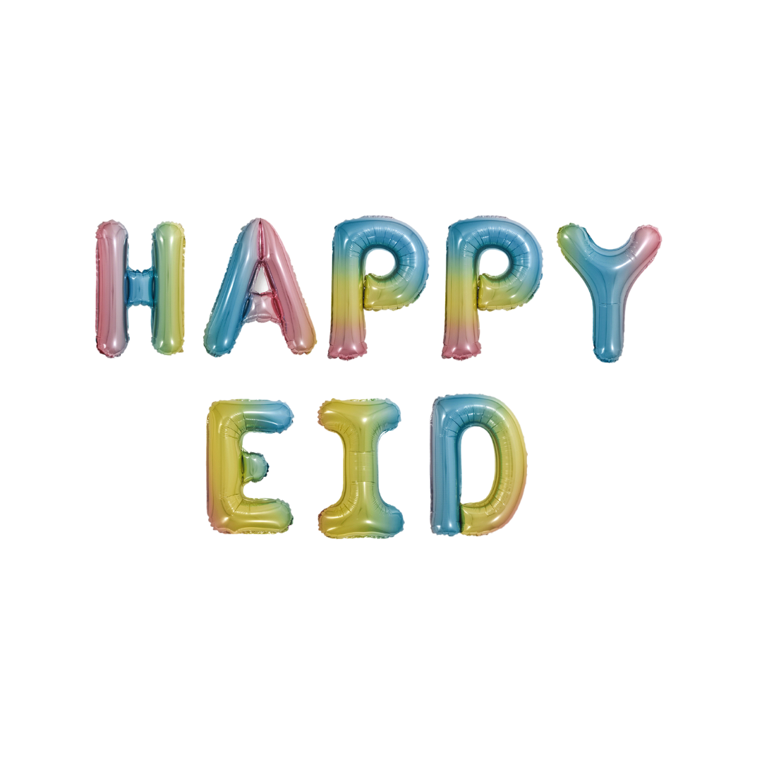 Happy Eid Foil Balloons - Pastel Rainbow