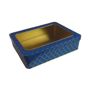 Moroccan Gift Tin Box with Window Lid - Navy