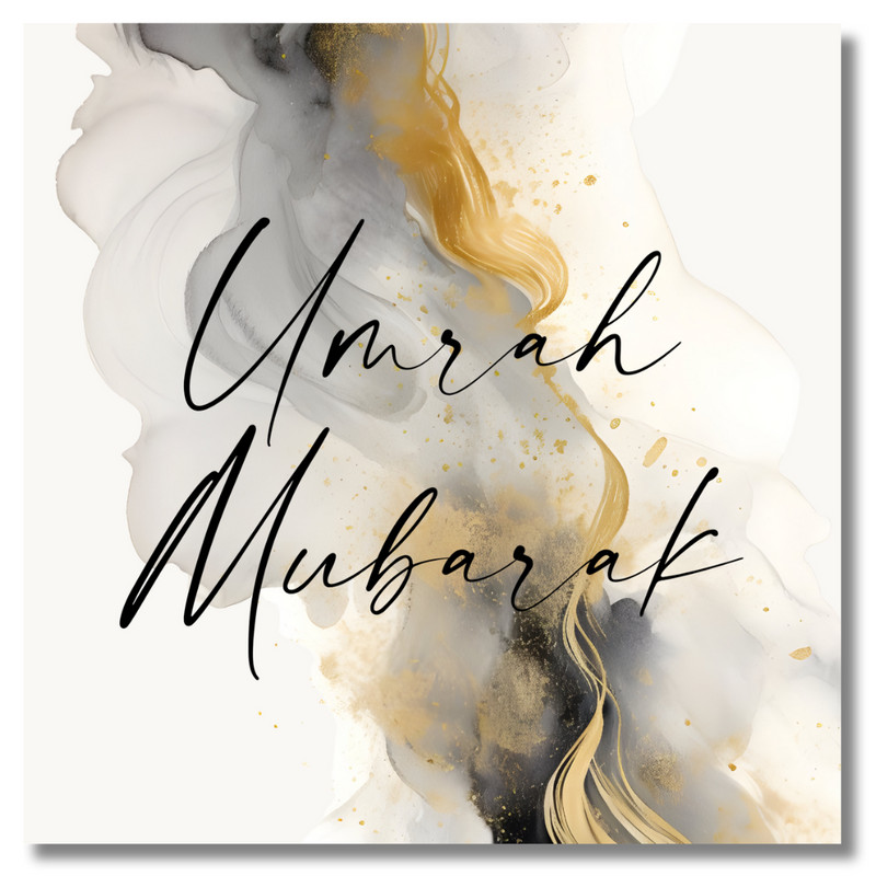 Umrah Mubarak Greeting Card - Cream & Black