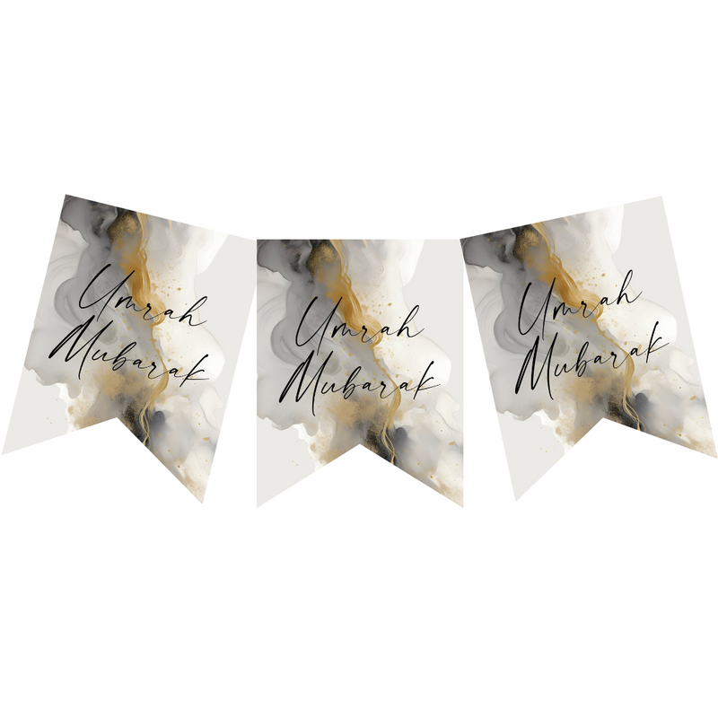 Umrah Mubarak Banner - Cream & Black