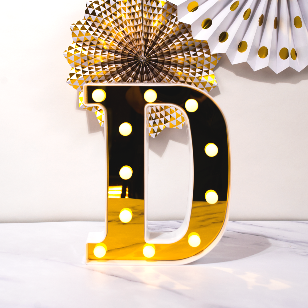 Eid LED Letter Lights - Gold Mirrored