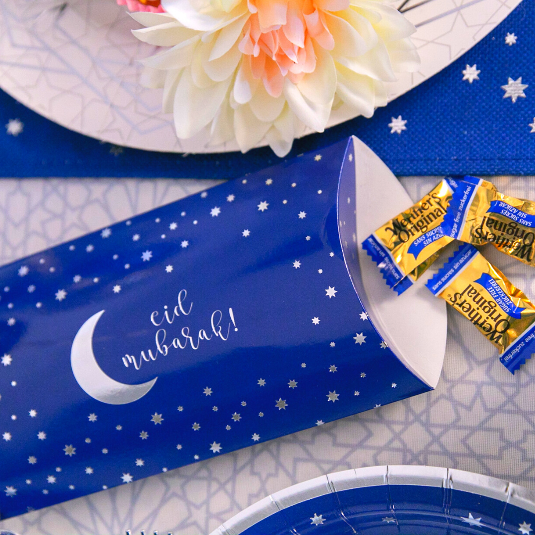 Eid Mubarak Pillow Box (10pk) - Blue & Silver