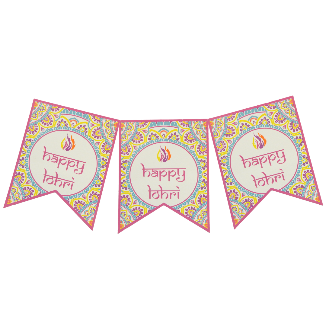 Happy Lohri Party Banner - Multicolour