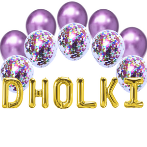 Balloon Bundle - Dholki - Gold & Purple