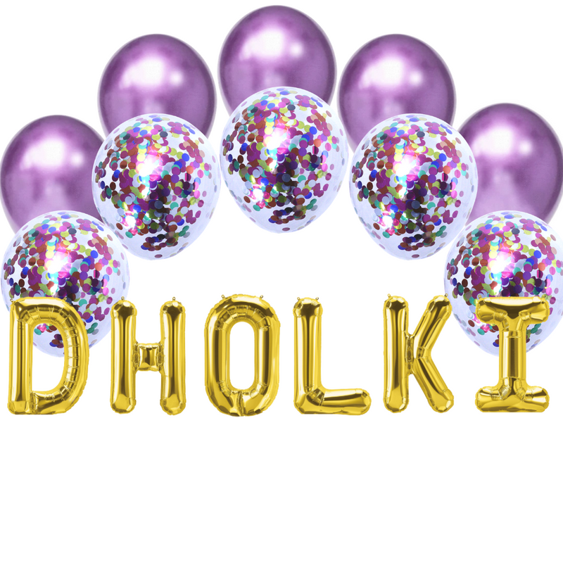 Balloon Bundle - Dholki - Gold & Purple