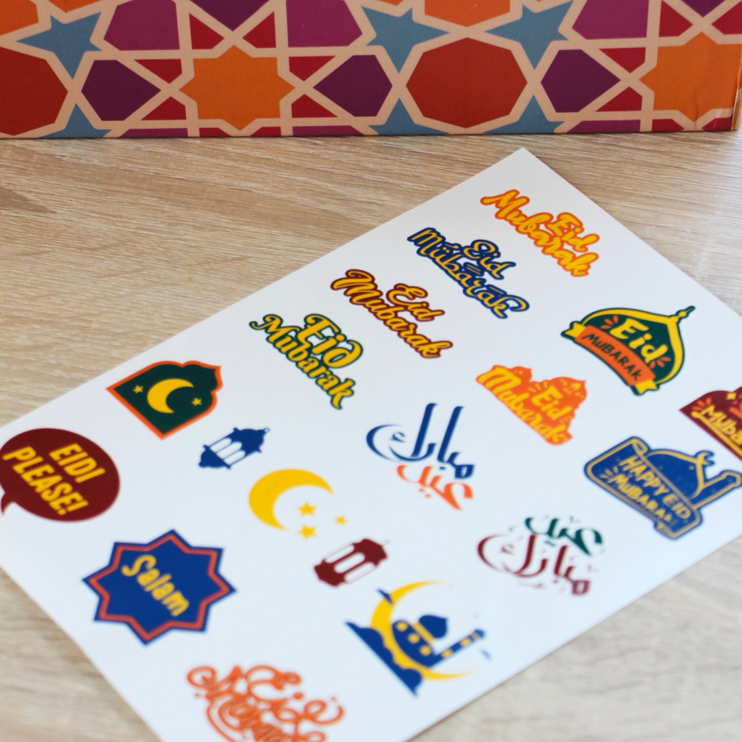 Eid Mubarak Tattoo Sheet - Colourful