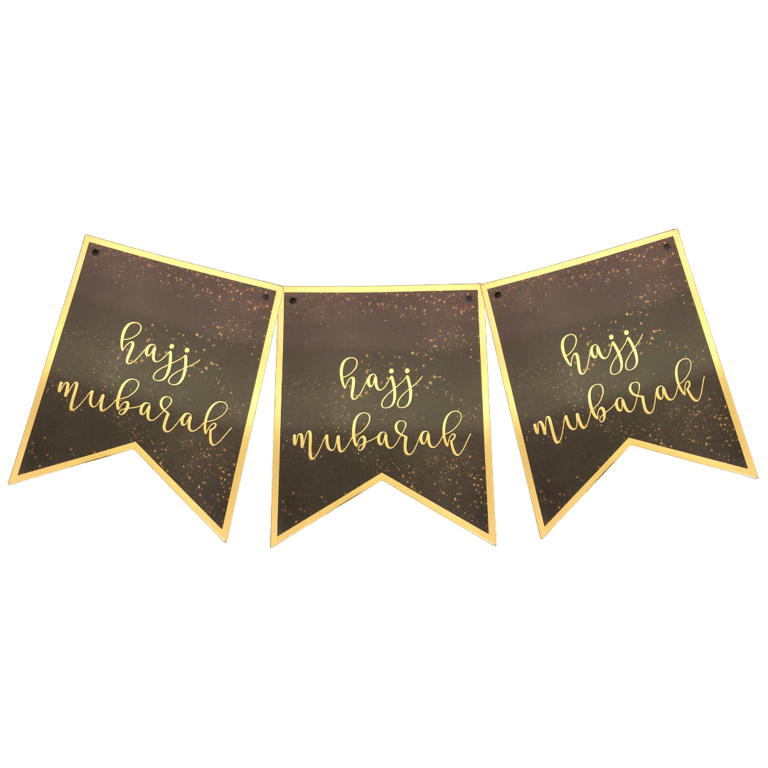 Hajj Mubarak Banner - Black & Gold