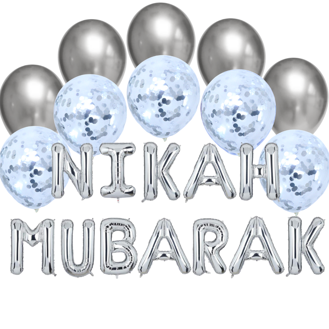 Balloon Bundle - Nikah Mubarak - Silver