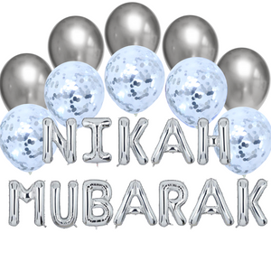 Balloon Bundle - Nikah Mubarak - Silver