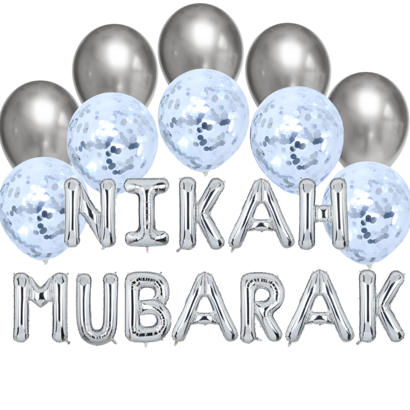 Balloon Bundle - Nikah Mubarak - Silver