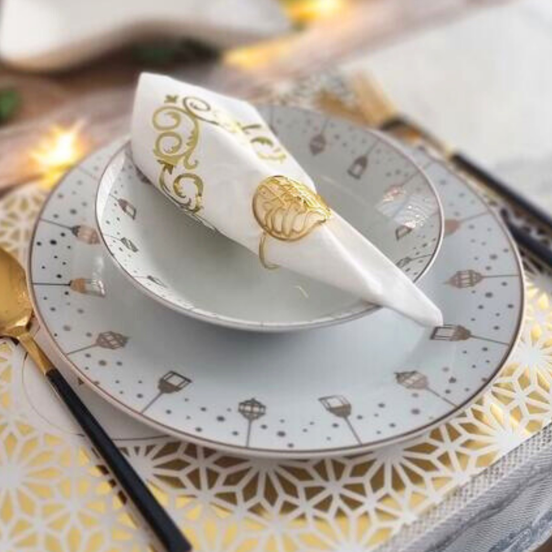 Lantern Gold Plated - 18pc Dinner Set - Ceramic Porcelain China