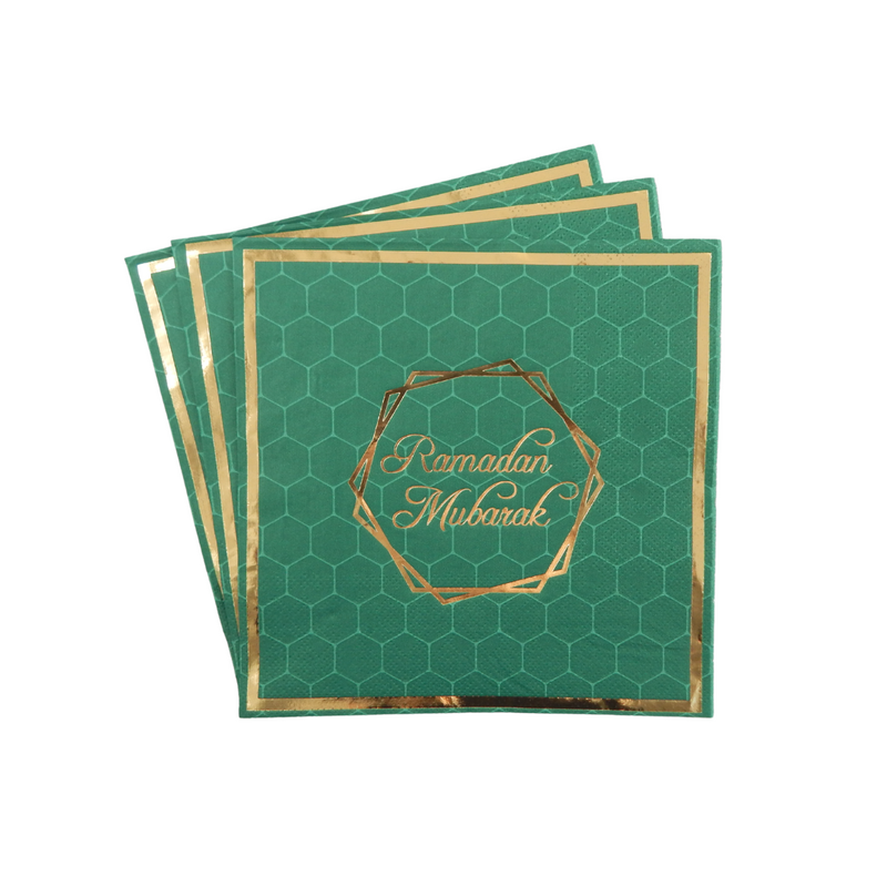 Ramadan Mubarak Party Napkins (20pk) - Green & Gold