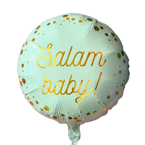 Salam Baby Round Foil Balloon - Mint & Gold