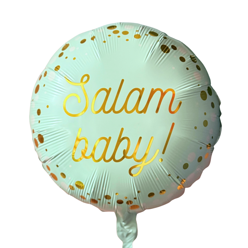 Salam Baby Round Foil Balloon - Mint & Gold