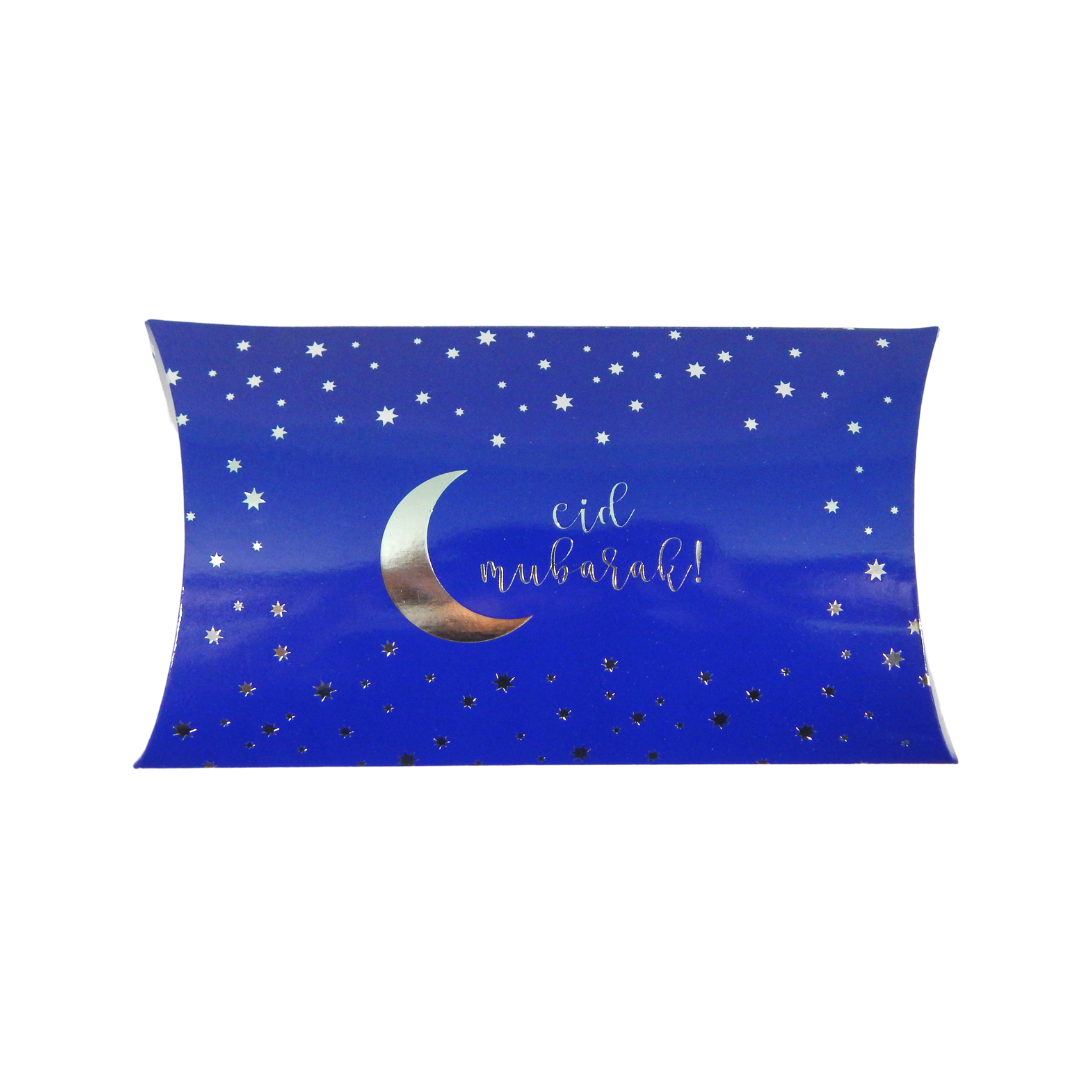 Eid Mubarak Pillow Box (10pk) - Blue & Silver