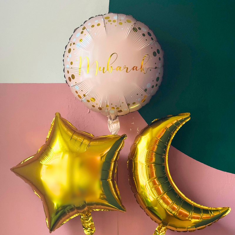 Mubarak Foil Balloon Bundle - Inflated with Helium