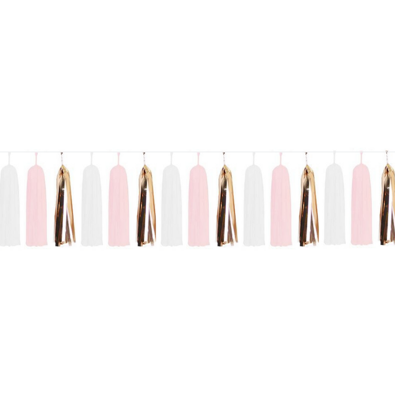 Paper Tassels (15pcs) - White & Rose Gold