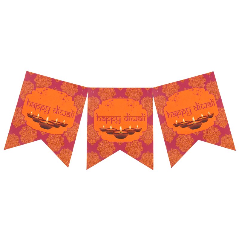 Happy Diwali Banner - Pink & Orange
