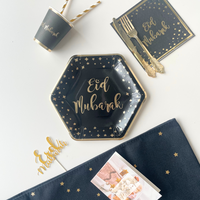 Eid Mubarak Party Plates (10pk) - Black & Gold