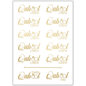 Qabool Crew & Qabool Hai Tattoo Sheet - Gold