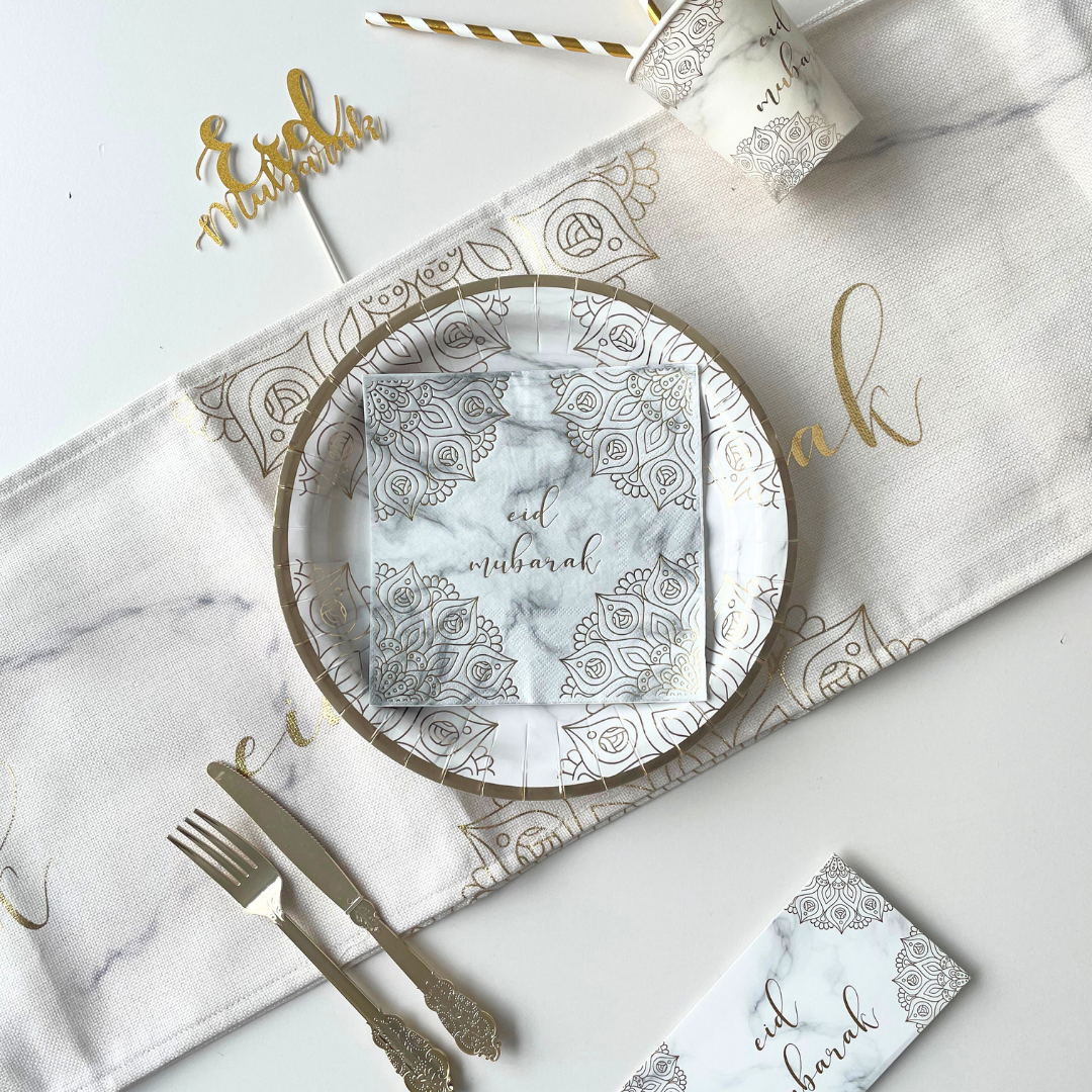 Eid Table Runner - Marble & Gold