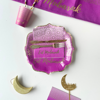 Eid Mubarak Party Plates (10pk) - Purple & Gold