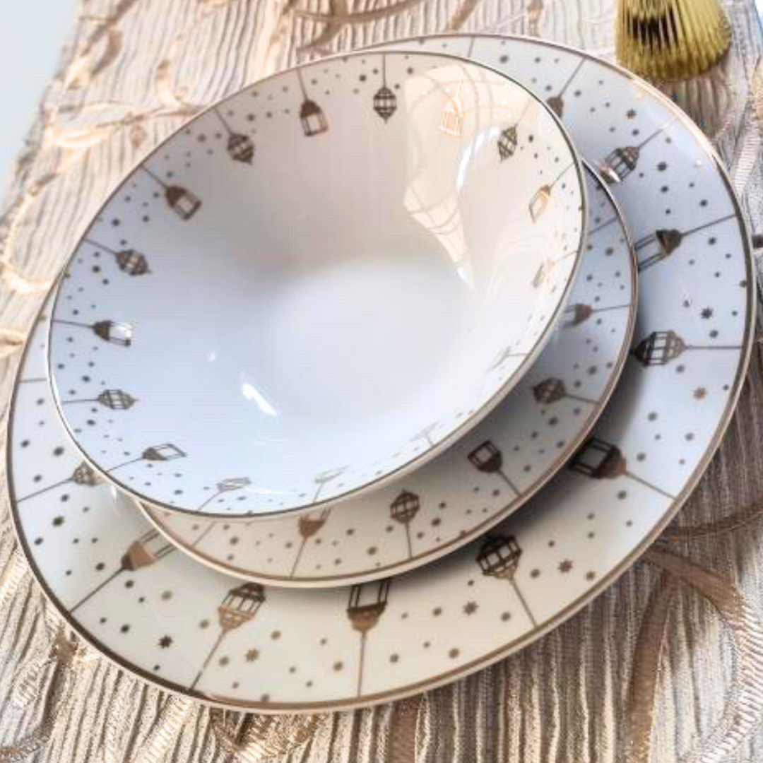 Lantern Gold Plated - 18pc Dinner Set - Ceramic Porcelain China
