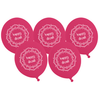Happy Diwali Party Balloons (5pk) - Pink