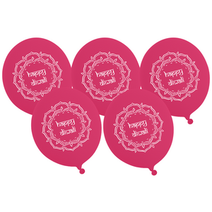Happy Diwali Party Balloons (5pk) - Pink
