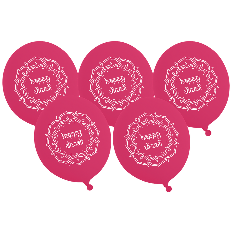 Happy Diwali Party Balloons (5pk) - Pink