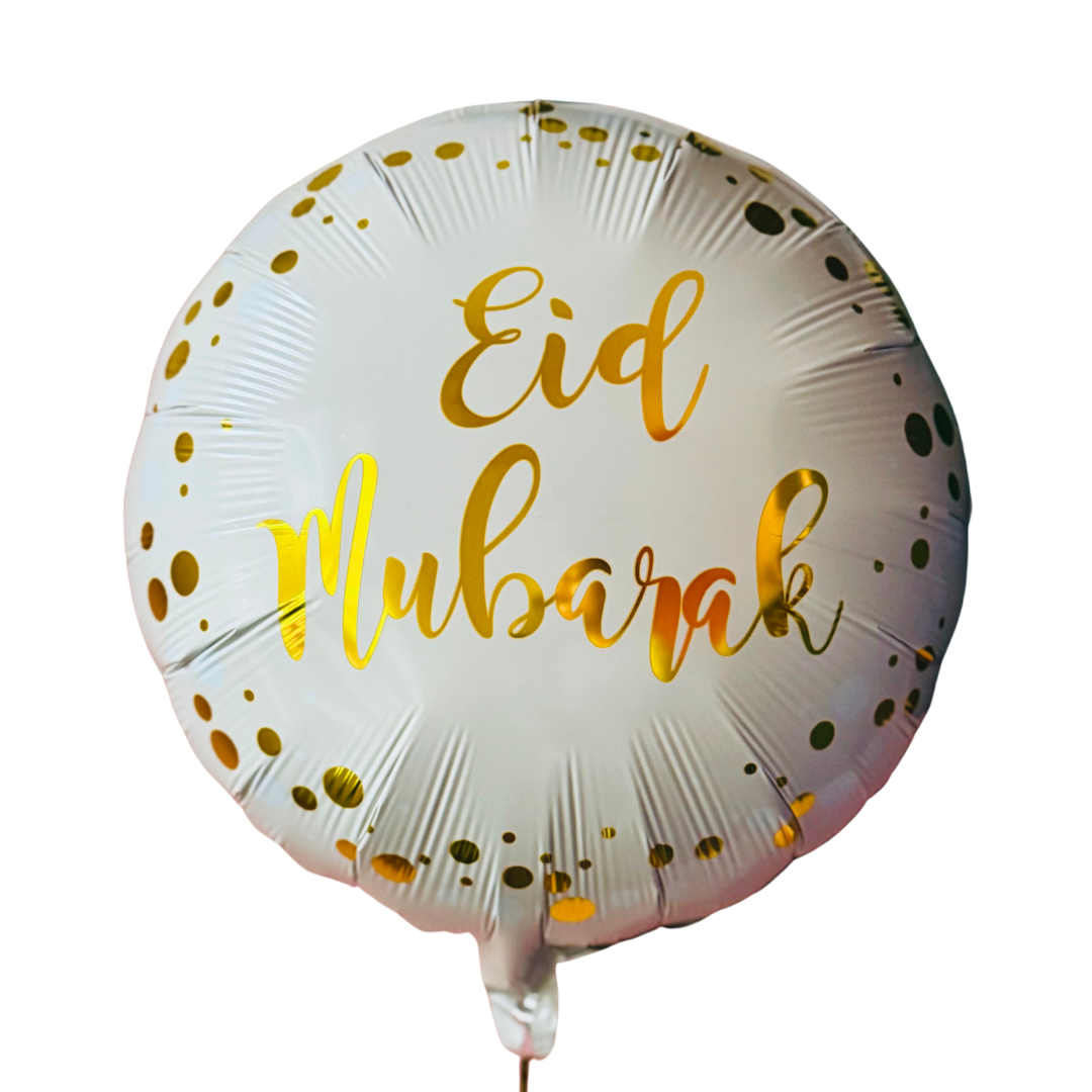 Eid Mubarak Round Foil Balloon - Cream & Gold