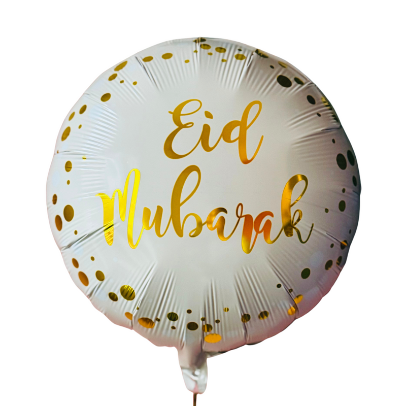 Eid Mubarak Round Foil Balloon - Cream & Gold