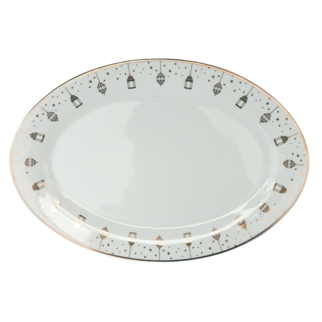 Lantern Gold Plated - 2pc Oval Dish Set - Ceramic Porcelain China