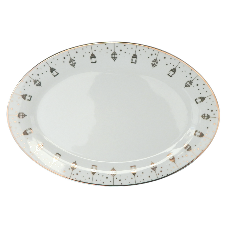 Lantern Gold Plated - 2pc Oval Dish Set - Ceramic Porcelain China
