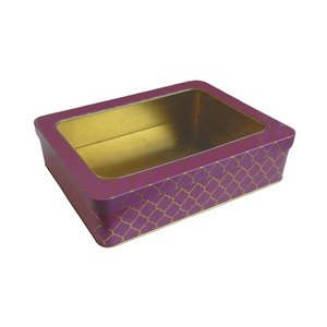 Moroccan Gift Tin Box with Window Lid - Plum